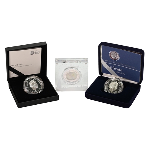 313 - Group of three (3) Royal Mint silver proof coins in original packaging with certificates. Includes: ... 