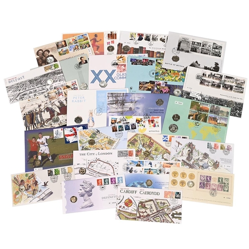 328 - Group of twenty-three (23) Royal Mail and Royal Mint official 50p and £1 coin and stamp covers. Incl... 