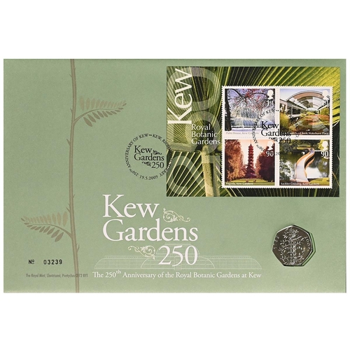 329 - 2009 sought-after Kew Gardens 50p coin and stamp Royal Mail First Day cover in original green envelo... 