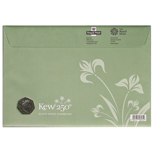 329 - 2009 sought-after Kew Gardens 50p coin and stamp Royal Mail First Day cover in original green envelo... 