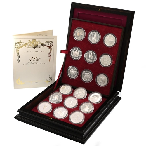 336 - 1993 Queen Elizabeth II 40th Coronation Anniversary silver proof Crown 18-coin set from The Royal Mi... 