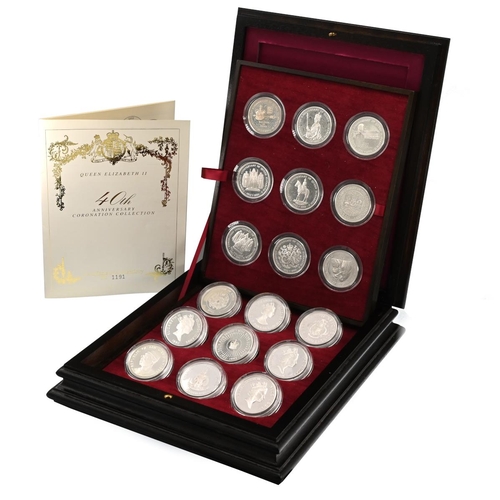 336 - 1993 Queen Elizabeth II 40th Coronation Anniversary silver proof Crown 18-coin set from The Royal Mi... 