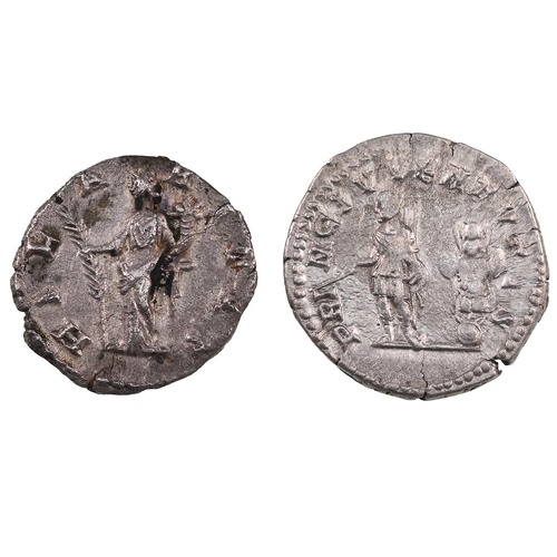 37 - Group of two (2) late 2nd century, early 3rd century Roman Empire silver Denarii. Includes (1) 193-2... 