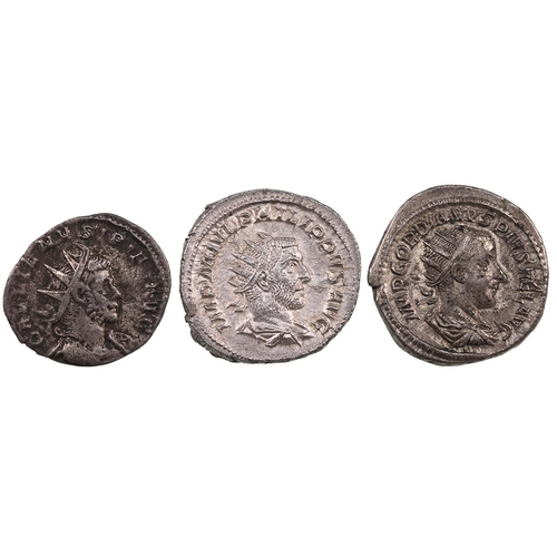 40 - Group of three (3) mid-3rd century AD Roman Empire silver Antoninianus. Includes (1) Philip I (4.22g... 