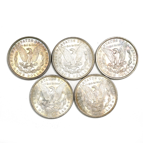 406 - Group of five (5) 1880s United States silver Morgan Dollars with a range of dates and mints. Include... 