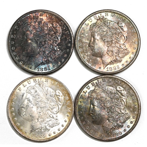 407 - Group of four (4) 1880s United States silver Morgan Dollars, various dates and mints. Includes (1) 1... 