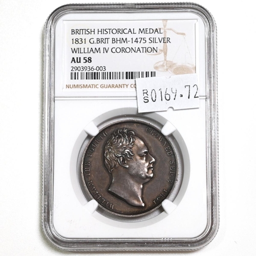 468 - 1831 Coronation of King William IV official silver medal graded AU 58 by NGC (Eimer 1251, BHM 1475).... 