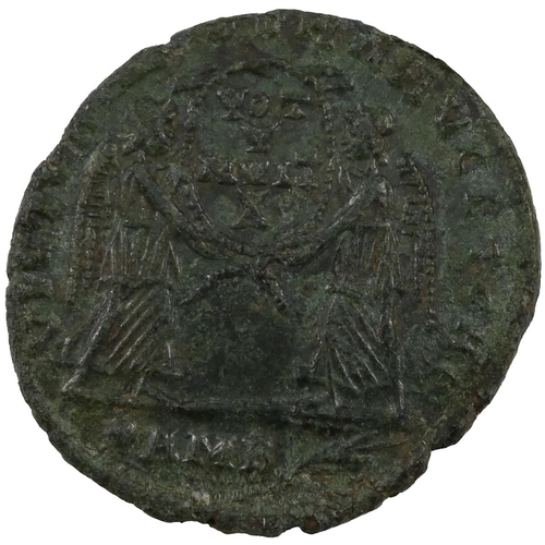 47 - 350-353 AD Magnentius bronze Majorina, Ambianum Mint. Obverse: draped bust, right. Reverse: two fema... 