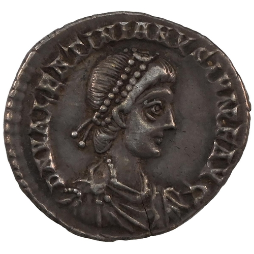 48 - 375-392 AD Roman Empire, Valentinian II silver Siliqua. Obverse: 'D N VALENTINIANVS IVN P F AVG' sur... 