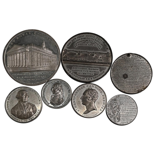 515 - Group of seven (7) white metal medals from the 19th and early 20th century. Includes (1) 1827 Prime ... 