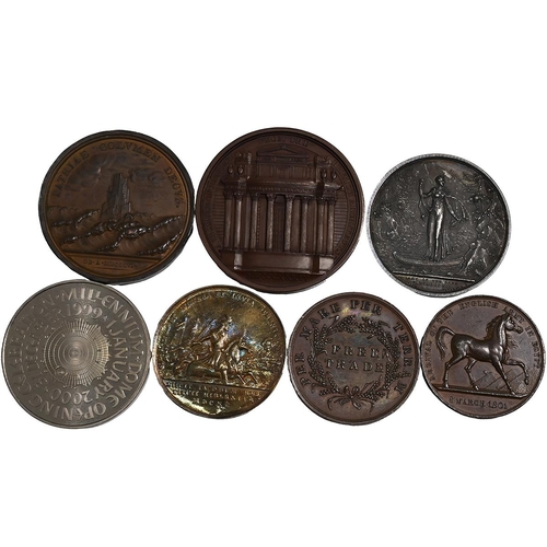 516 - Group of seven (7) 19th, 20th and 21st-century medals in bronze and white metal. Includes (1) 1999/2... 