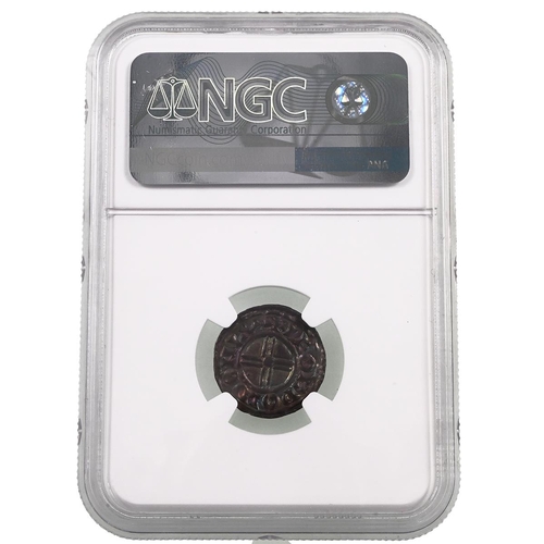 61 - 1029-1036 King Cnut London mint hammered silver Penny graded MS 61 by NGC (S 1159, BMC XVI, North 79... 
