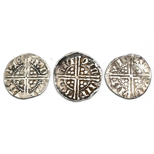 66 - Group of three (3) 1247-1272 King Henry III long cross hammered silver Pennies. Includes (1) Ricard ... 