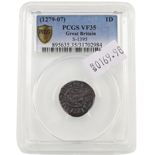 68 - 1279-1307 King Edward I New Coinage class 4b silver Penny graded VF35 by PCGS (S 1395, N 1024). Obve... 