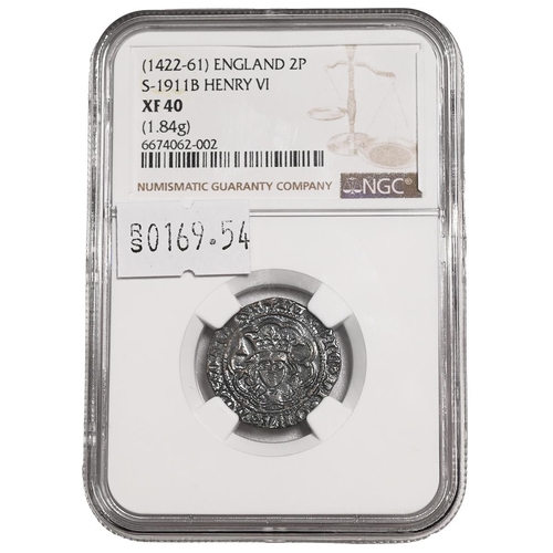 79 - 1438-1443 King Henry VI First Reign Trefoil issue Calais Halfgroat, graded XF 40 by NGC (S 1911B). O... 