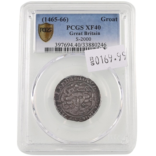 82 - 1465-1466 Edward IV Light Coinage London silver Groat with sun mm graded XF40 by PCGS (S 2000 N 1570... 