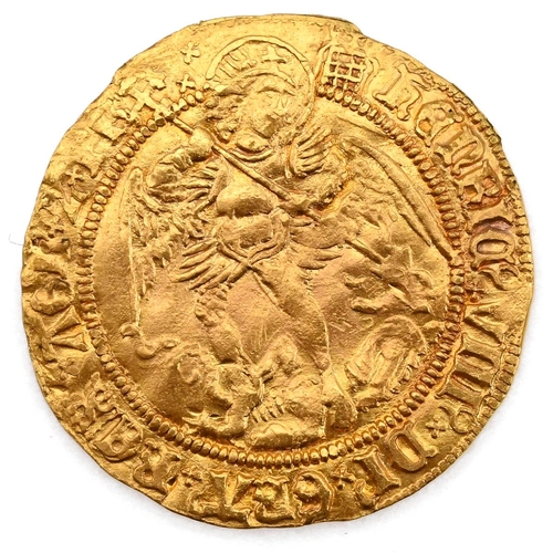 89 - 1509-1526 King Henry VIII First Coinage gold Angel with portcullis crowned mintmark (S 2265, N 1760)... 