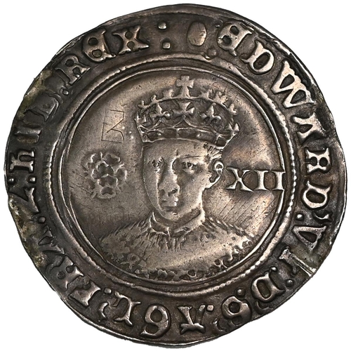 93 - 1551-1553 King Edward VI Third Period fine silver issue hammered Shilling with tun mintmark (S 2482)... 