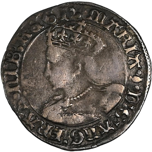 94 - 1553-1554 Queen Mary I hammered silver Groat with pomegranate mintmark (S 2492, N 1960). Obverse: cr... 