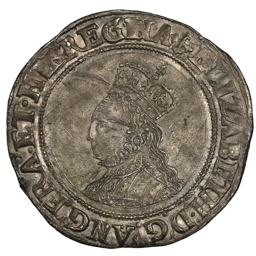 97 - 1560-1561 Queen Elizabeth I Second Issue silver Shilling with cross crosslet mintmark (S 2555). Obve... 