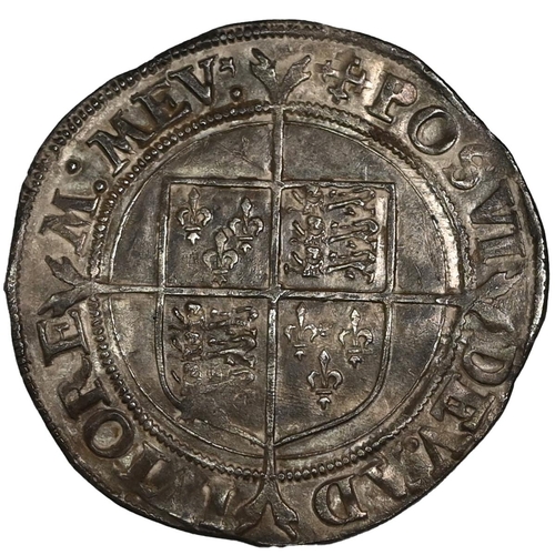 97 - 1560-1561 Queen Elizabeth I Second Issue silver Shilling with cross crosslet mintmark (S 2555). Obve... 