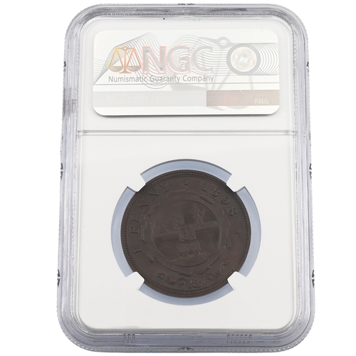 387 - 1898 South African Republic bronze Penny coin graded MS 62 BN by NGC (KM  2, Hern Z1-4). Obverse: Ot... 