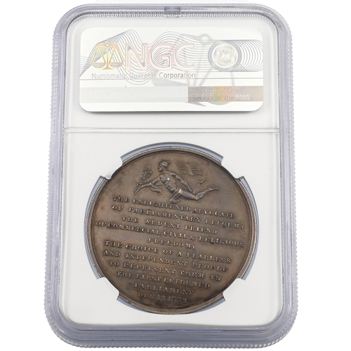 469 - 1832 Joshua Scholefield Birmingham Reform Act MP silver medal graded MS 62 by NGC (Eimer 1259, BHM 1... 