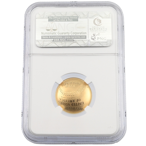 404 - 2014 W United States Baseball Hall of Fame gold $5 Nolan Ryan label PF 70 Ultra Cameo NGC graded coi... 