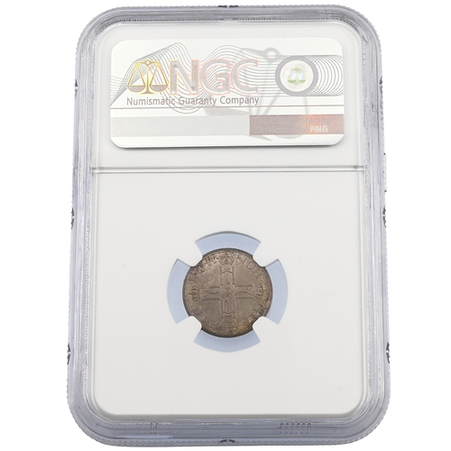 382 - 1909 Norway King Haakon VII 25 Øre circulation coin graded MS 65 by NGC (KM 373). Obverse: cross for... 