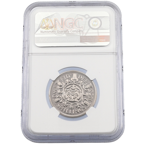 182 - 1953 Queen Elizabeth II proof Florin (Two Shillings), graded PF 67 Ultra Cameo by NGC (S 4138). Obve... 