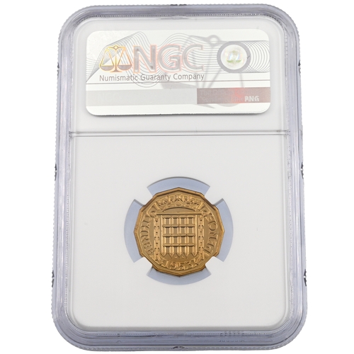 213 - 1953 Queen Elizabeth II proof nickel brass Threepence, graded PF 69 Ultra Cameo by NGC (S 4152). Obv... 