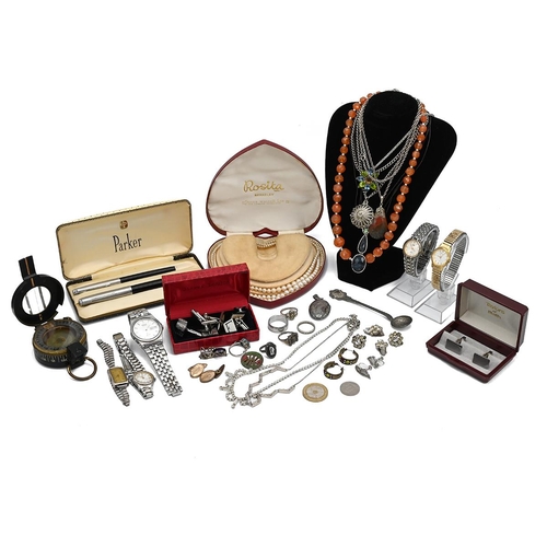 10 - A good collection of costume jewellery to include various necklaces, watches, gold leaf and other it... 