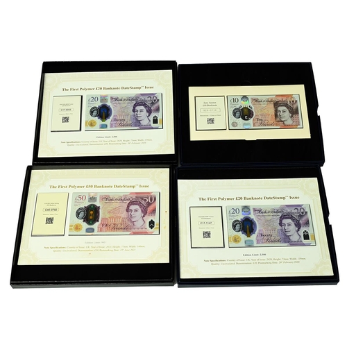 117 - Group of four (4) DateStamp first day cover polymer banknote and stamp limited edition sets. Include... 