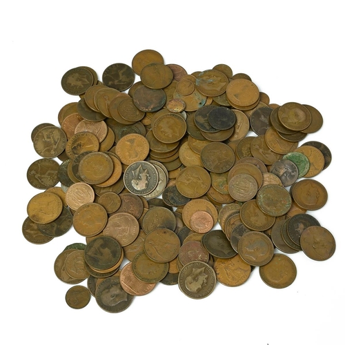 136 - Group of unsorted pre-decimal bronze coins, mostly from the UK, dated 1970 and before. Includes Penn... 