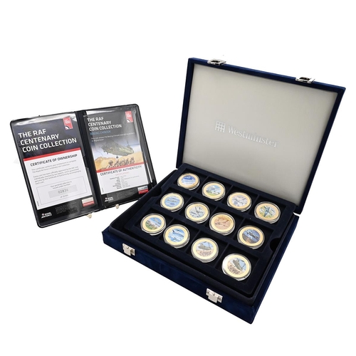 151 - 2018 Westminster Mint Royal Air Force centenary coin collection featuring 12 24ct gold cupro nickel ... 