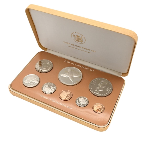 153 - 1976 Cook Islands eight-coin proof set minted at the Franklin Mint, including 500 silver $5 coin in ... 