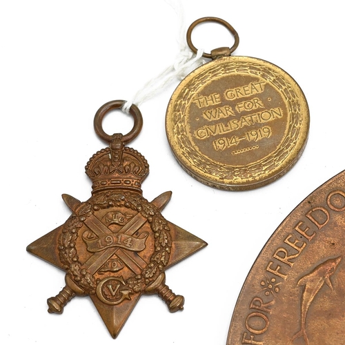 159 - WW1 UK Medals & Death Penny - 1914 Star & Victory medal. All presented to Pte A.W. Shelley, 2nd Wilt... 