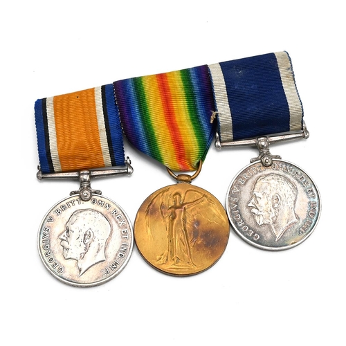 160 - Military Medals on bar- WW1 Victory, Defence & Long Service and Good Conduct. Presented to: C.A. Gil... 