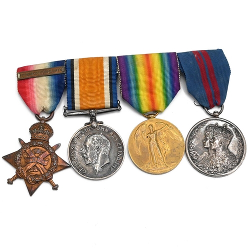 162 - Military Medals on bar: WW1 1914 star with bar, Defence, Victory & Delhi Durbar (1911).  Awarded to:... 