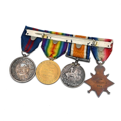 162 - Military Medals on bar: WW1 1914 star with bar, Defence, Victory & Delhi Durbar (1911).  Awarded to:... 