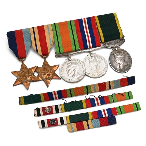 168 - WW2 Medal on bar: 1939-45 Star, Africa Star, Defence Medal, 1939-1945 War medal, Territorial Medal. ... 
