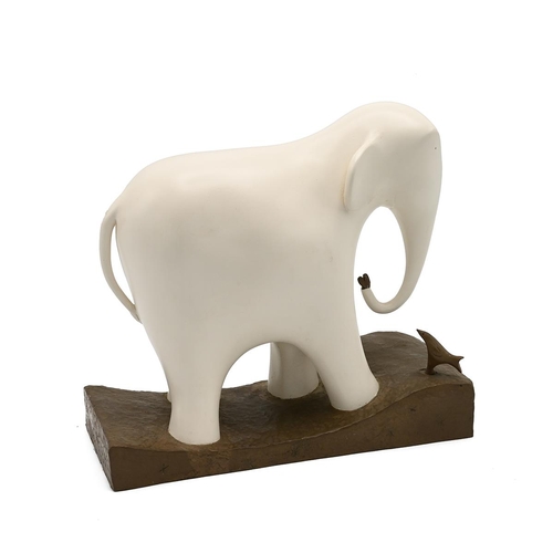 195 - Adam Barsby - Love's Gift - cold cast sculpture of an elephant and bird, signed limited edition (15/... 