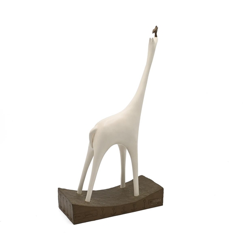 196 - Adam Barsby cold cast sculpture Love's Messenger, Giraffe with bird, signed limited edition (15/350)... 