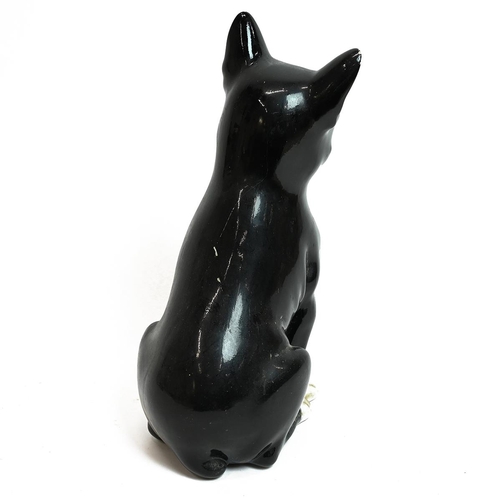 214 - 20th Century Italian black and white Majolica figurine of a Boston Terrier. H 46cm, W 21cm, D 25cm.