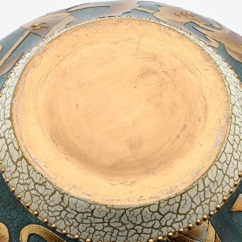 220 - Peter Tang ceramic designer - A large squat-baluster form vase/bowl  decorated in gilt lustre with e... 