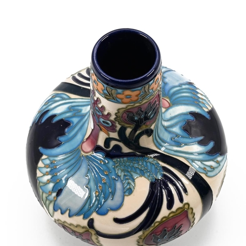 235 - Moorcroft Blue Rooster bottle vase by Kerry Goodwin, 2011. Number 55 of a limited edition. Height 18... 