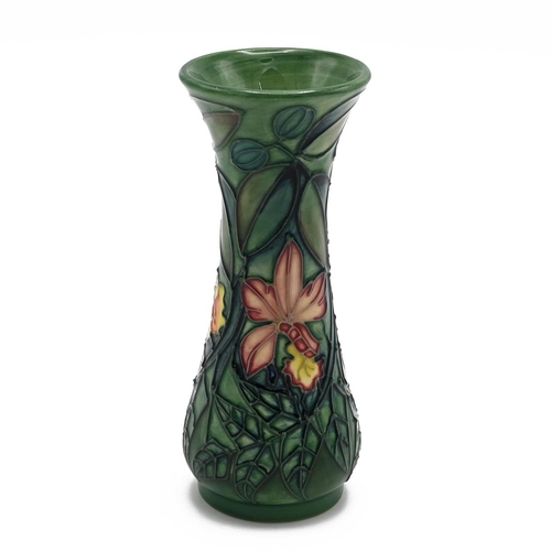 241 - Moorcroft Rain Forest vase by Sally Tuffin, 1993. Shape/Size: 364/5. Height 13cm, Diameter 5.5cm.