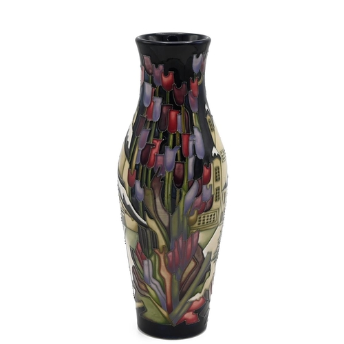 242 - Moorcroft Town of Flowers at Christmas vase by Kerry Goodwin, 2010 (red dot). Shape/Size: 120/9. Hei... 