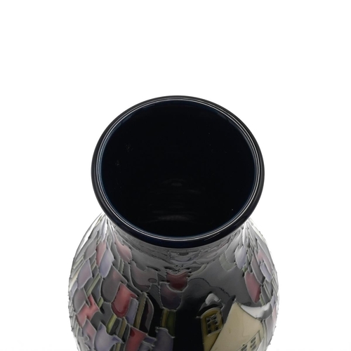 242 - Moorcroft Town of Flowers at Christmas vase by Kerry Goodwin, 2010 (red dot). Shape/Size: 120/9. Hei... 