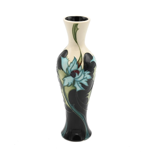 244 - Moorcroft Sea Holly vase by Emma Bossons FRSA, 2006. Height 21.5cm, Diameter 6.5cm.